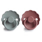 Frigg Daisy Silicone Baby Pacifier 6M - 18M, 2Pack, French Gray/Woodchuck - Size 2 - Laadlee