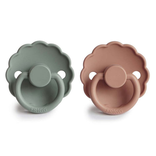 Frigg Daisy Silicone Baby Pacifier 0-6M, 2Pack, Lily Pad/Rose Gold - Size 1 - Laadlee