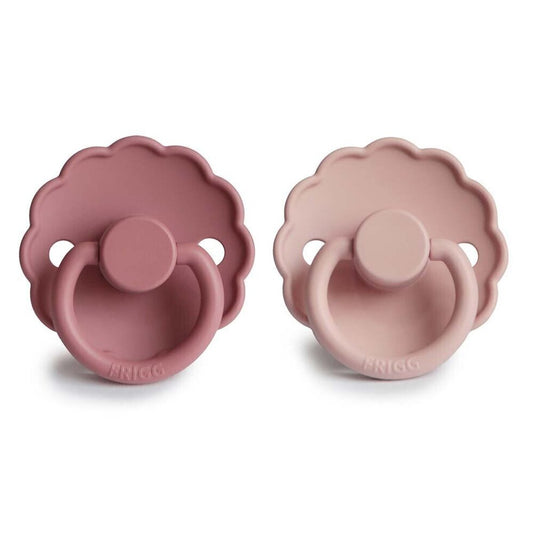 Frigg Daisy Silicone Baby Pacifier 6M - 18M, 2Pack, Blush/Cedar - Size 2 - Laadlee
