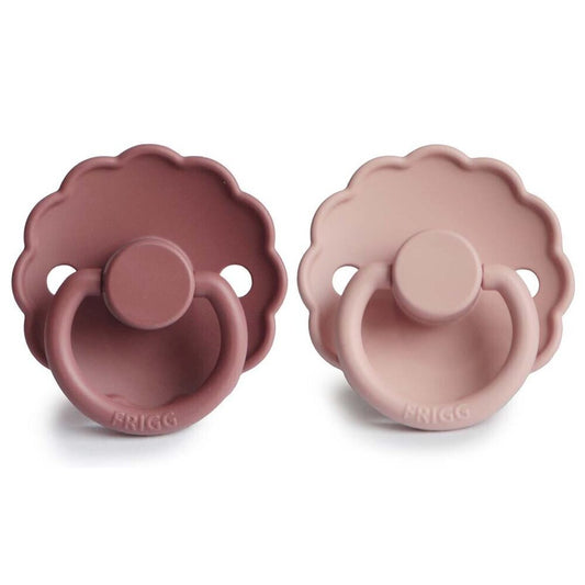 Frigg Daisy Silicone Baby Pacifier 6M - 18M, 2Pack, Blush/Woodchuck - Size 2 - Laadlee