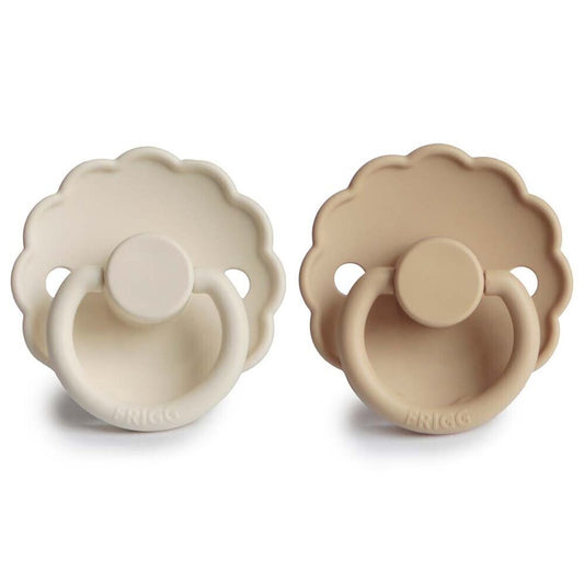 Frigg Daisy Silicone Baby Pacifier 0-6M, 2Pack, Cream/Croissant - Size 1 - Laadlee