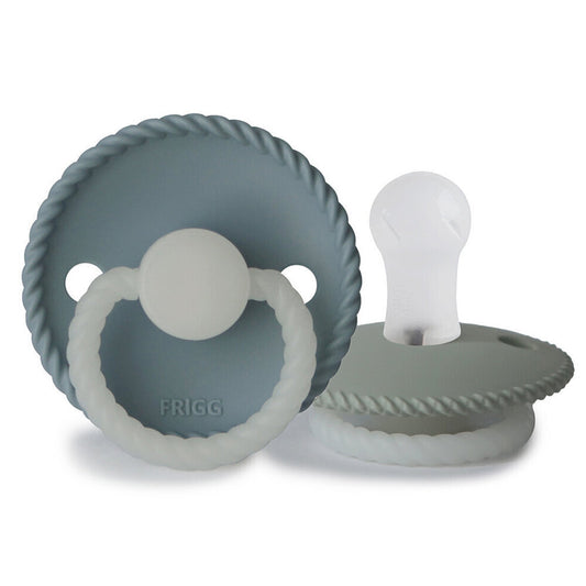 Frigg Rope Silicone Baby Pacifier 0-6M, 2Pack, Stone Blue Night/Sage Night - Size 1 - Laadlee