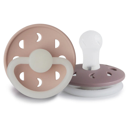 Frigg Moon Phase Silicone Baby Pacifier 6M-18M, 2Pack, Twilight Mauve Night/Blush Night - Size 2 - Laadlee
