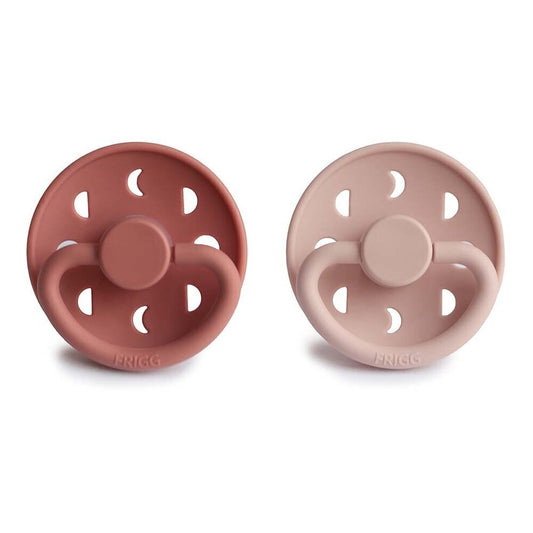 Frigg Moon Phase Silicone Baby Pacifier 0-6M, 2Pack, Blush/Powder Blush - Size 1 - Laadlee