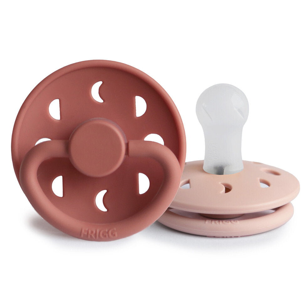 Frigg Moon Phase Silicone Baby Pacifier 6M-18M, 2Pack, Blush/Powder Blush - Size 2 - Laadlee