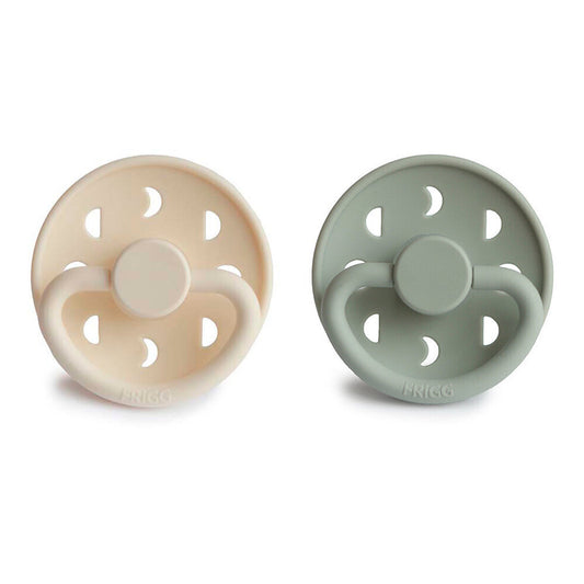 Frigg Moon Phase Silicone Baby Pacifier 0-6M, 2Pack, Cream/Sage - Size 1 - Laadlee