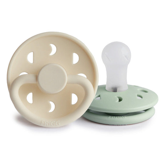 Frigg Moon Phase Silicone Baby Pacifier 0-6M, 2Pack, Cream/Sage - Size 1 - Laadlee