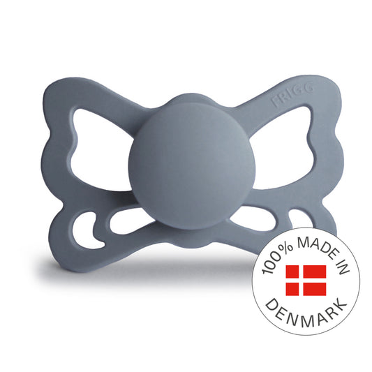 Frigg Butterfly Anatomical Silicone Baby Pacifier 6M-18M, Great Gray - Size 2 - Laadlee