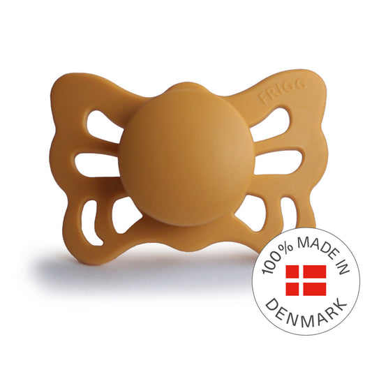Frigg Butterfly Anatomical Silicone Baby Pacifier 0-6M, Honey Gold - Size 1 - Laadlee