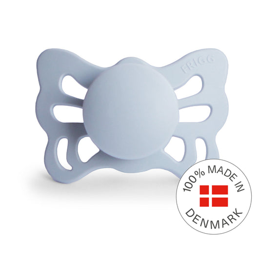 Frigg Butterfly Anatomical Silicone Baby Pacifier 0-6M, Powder Blue - Size 1 - Laadlee
