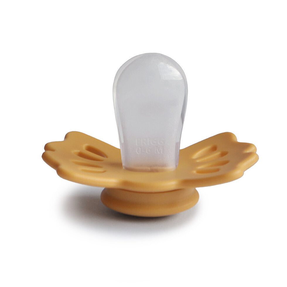 Frigg Lucky Symmetrical Silicone Baby Pacifier 0-6M, Honey Gold - Size 1 - Laadlee