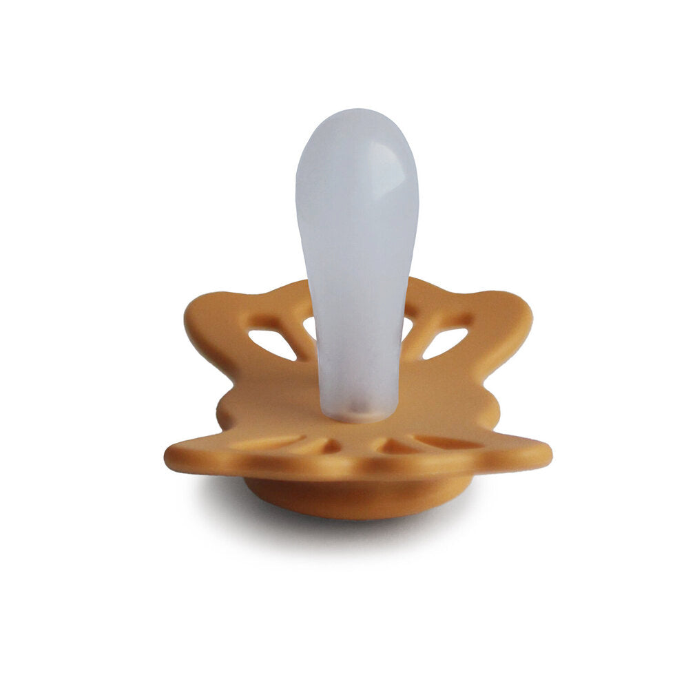 Frigg Lucky Symmetrical Silicone Baby Pacifier 6M-18M, Honey Gold - Size 2 - Laadlee