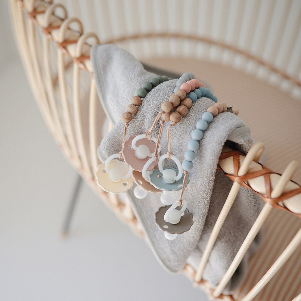 Frigg Daisy Silicone Baby Pacifier 6M - 18M, 2Pack, French Gray Night/Portobello Night - Size 2 - Laadlee