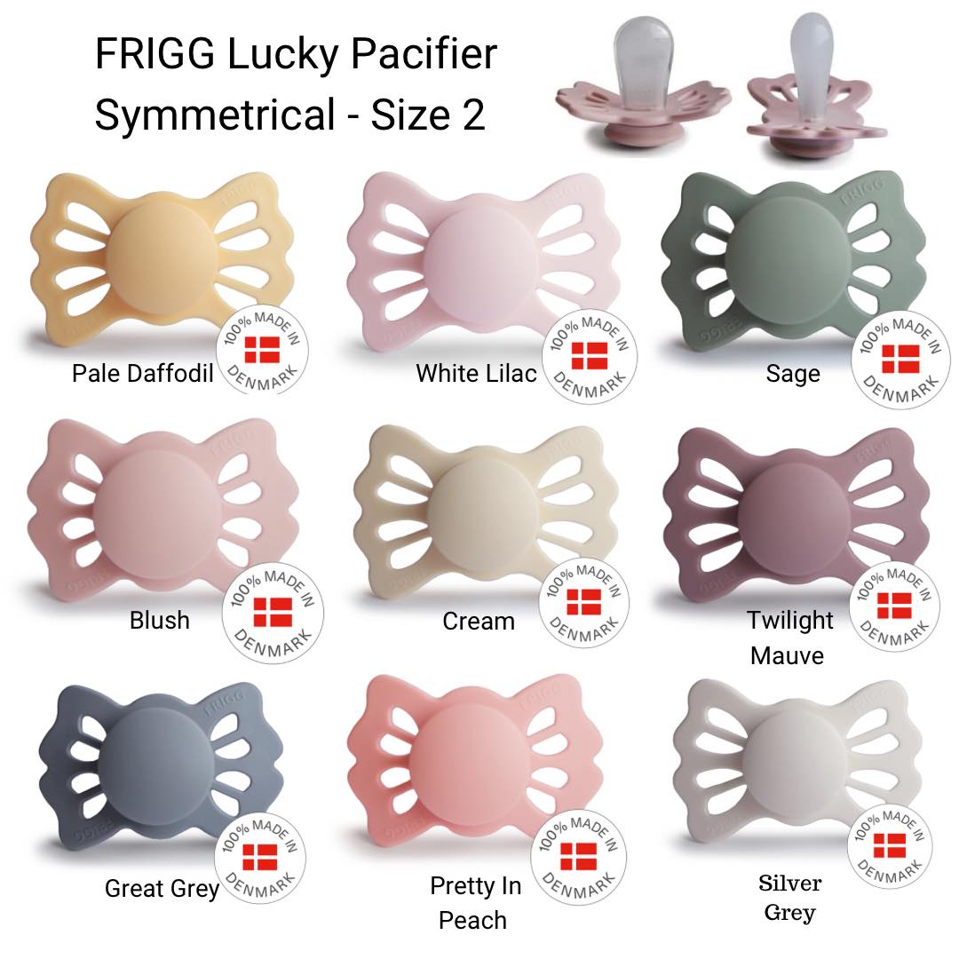 Frigg Lucky Symmetrical Silicone Baby Pacifier 6M-18M, Primrose - Size 2 - Laadlee