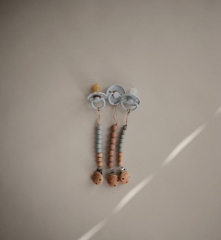 Mushie Pacifier Clips Halo Cloudy Mauve - Laadlee