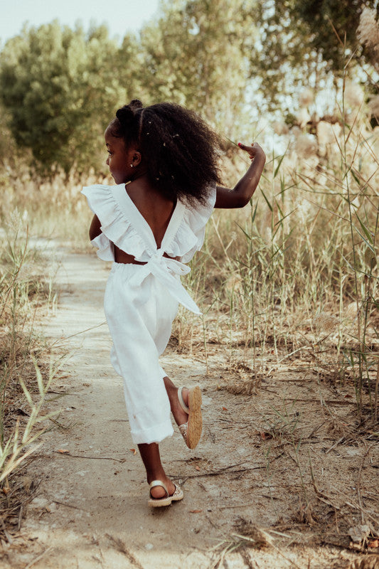 Sunday's Child The Felicity Dungarees - White - Laadlee