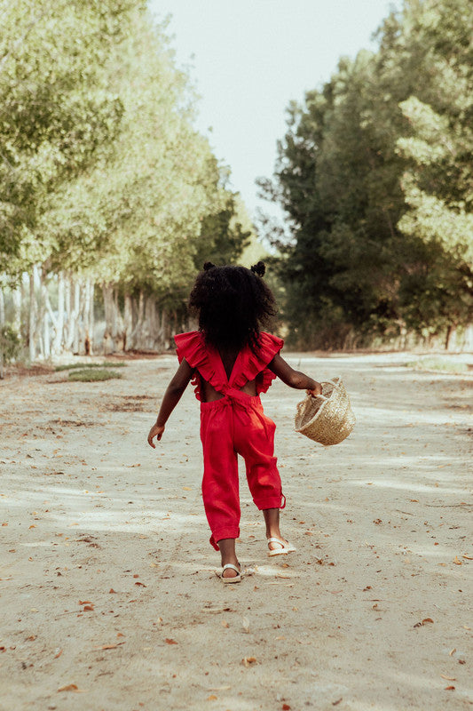 Sunday's Child The Felicity Dungarees - Red - Laadlee