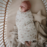 Mushie Swaddle - Pink Flowers - Laadlee