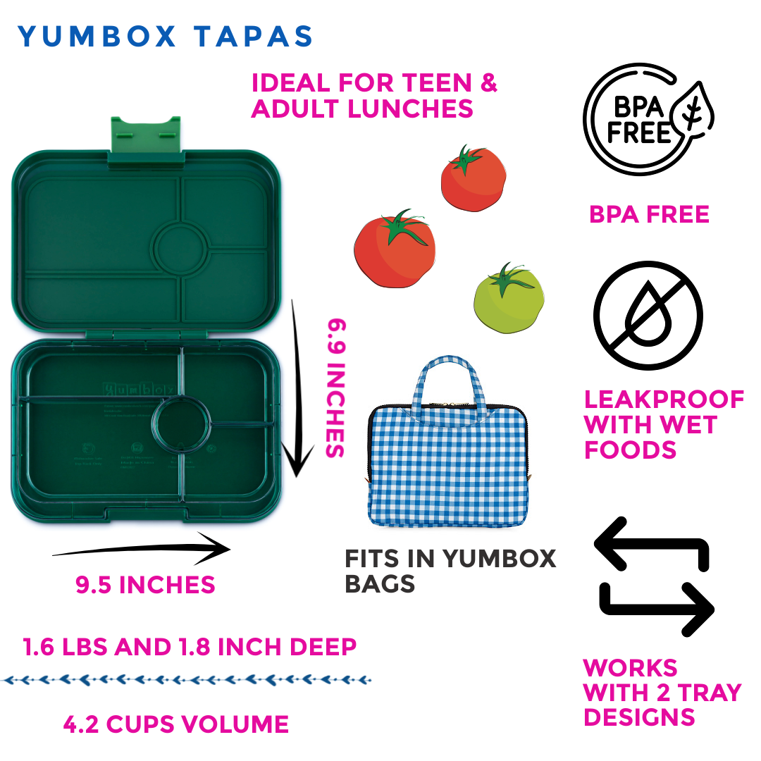 Yumbox Tapas 5 Compartment Clear Lunch Box - Greenwich - Laadlee