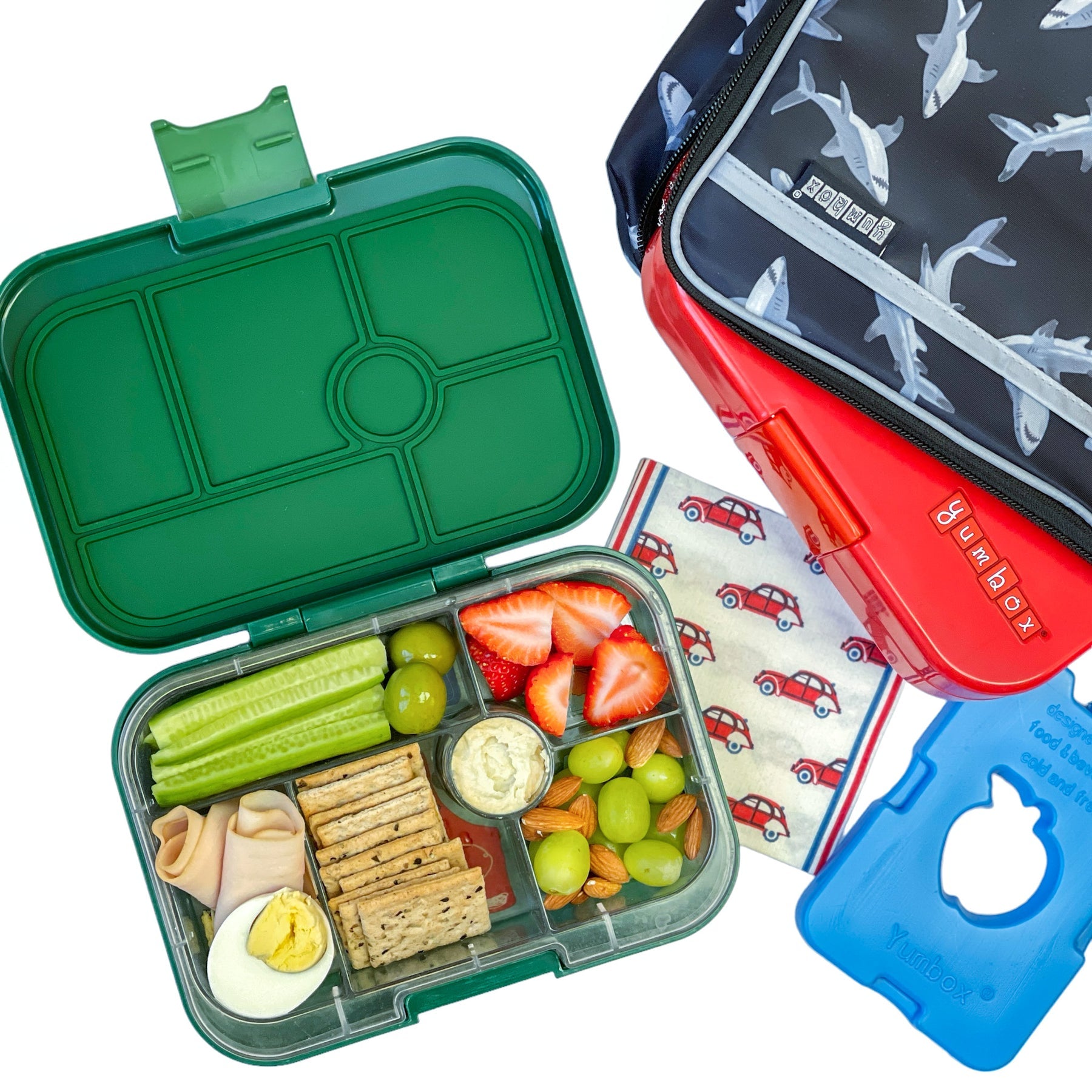 Yumbox Original 6 Compartment Rocket Lunch Box - Explore Green - Laadlee