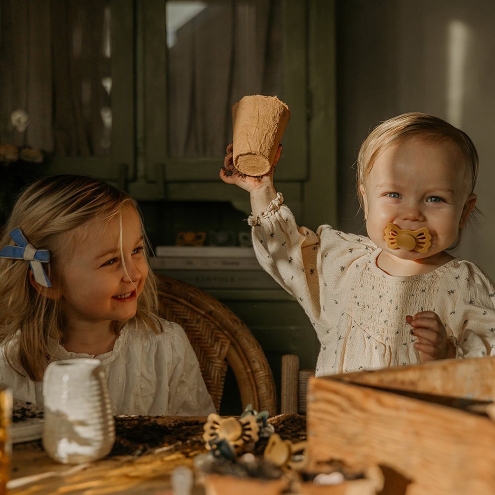 Frigg Lucky Symmetrical Silicone Baby Pacifier 0-6M, Honey Gold - Size 1 - Laadlee