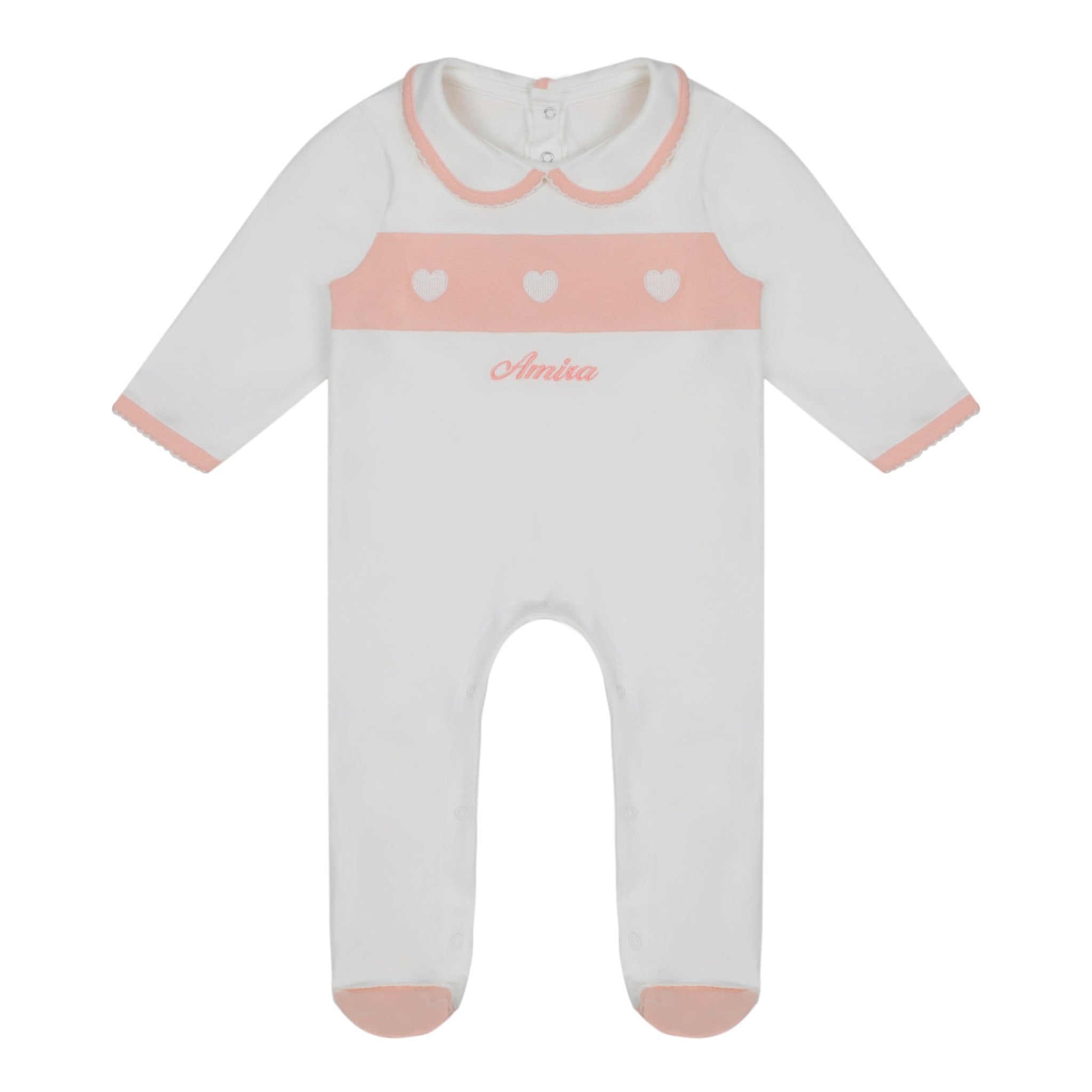 Little IA Organic Cotton Heart Sleepsuit & Bib Set - Laadlee
