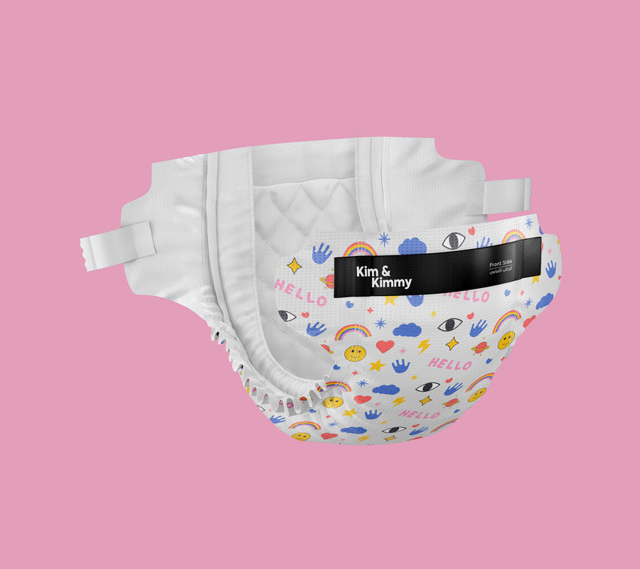 Kim & Kimmy - Size 4 Funny Icons Diapers, 9 - 14kg, qty 52 - Laadlee