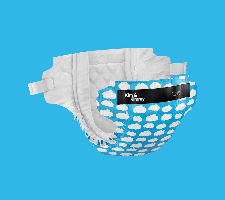 Kim & Kimmy - Size 4 Little Clouds Diapers, 9 - 14kg, qty 52 - Laadlee
