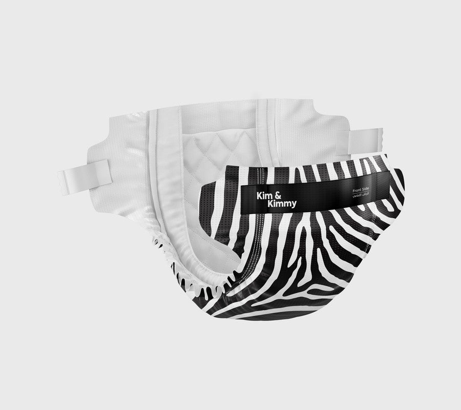 Kim & Kimmy - New Born Zebra Diapers, up to 5kg, qty 32 - Laadlee