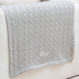 Little IA Grey Cable Knit Baby Blanket - Laadlee