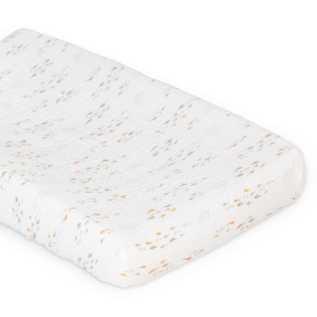 Lulujo Muslin Change Pad Cover (80cm x 40cm) - Fish - Laadlee