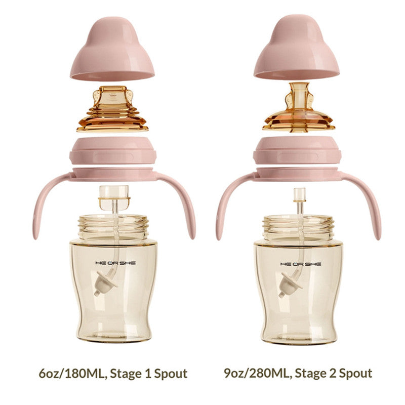 Heorshe - Dental Care Baby Sippy Cup 180ml - Pink - Laadlee