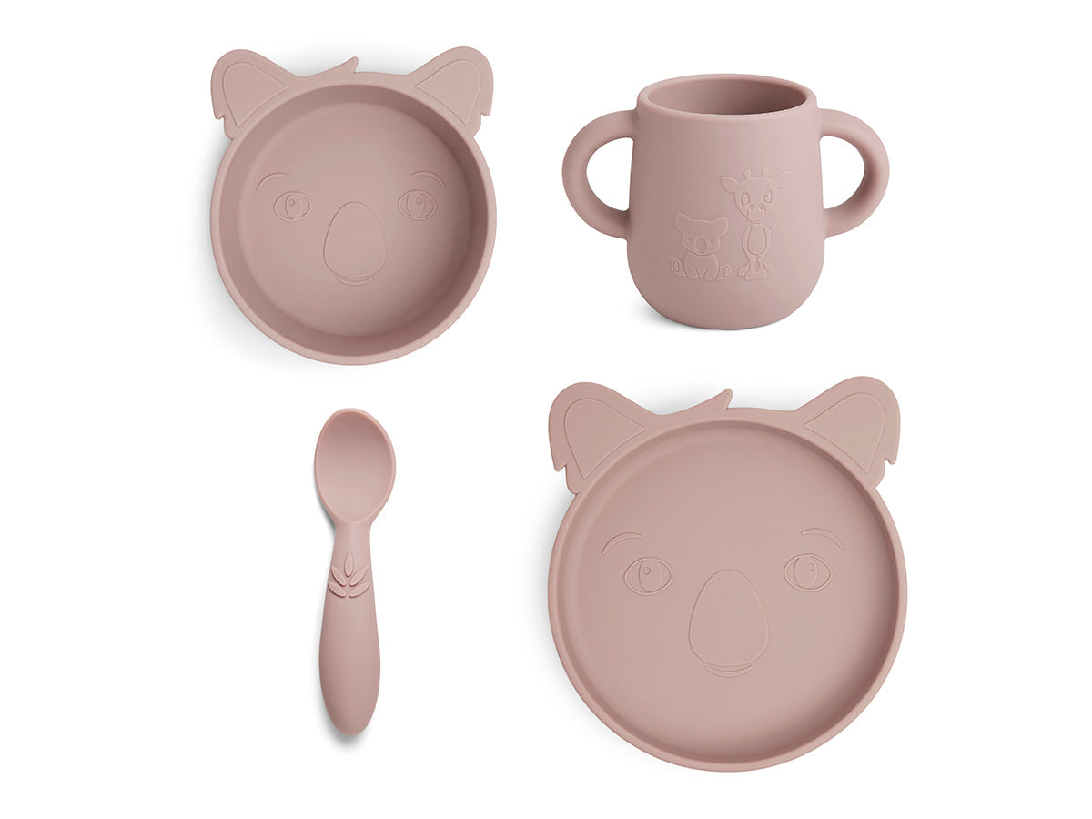 Nuuroo Lykke Silicone Dinner Set 4-pack Koala - Woodrose - Laadlee