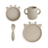 Nuuroo Lykke Silicone Dinner Set 4-pack Giraffe - Cobblestone - Laadlee