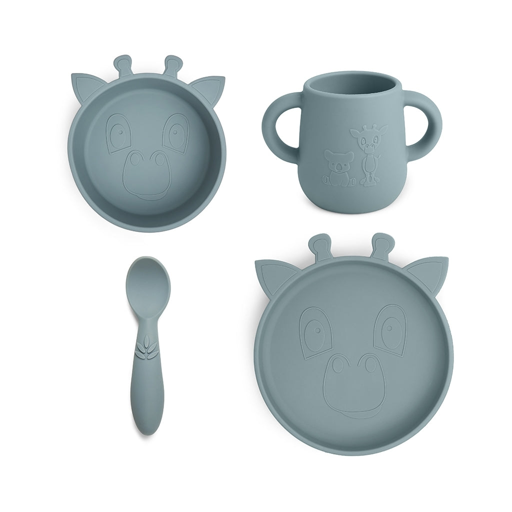 Nuuroo Lykke Silicone Dinner Set 4-pack Giraffe - Lead - Laadlee