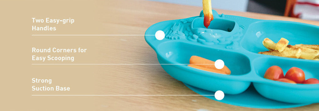 Marcus & Marcus - Silicone Yummy Dips Suction Divided Plate - Ollie - Laadlee