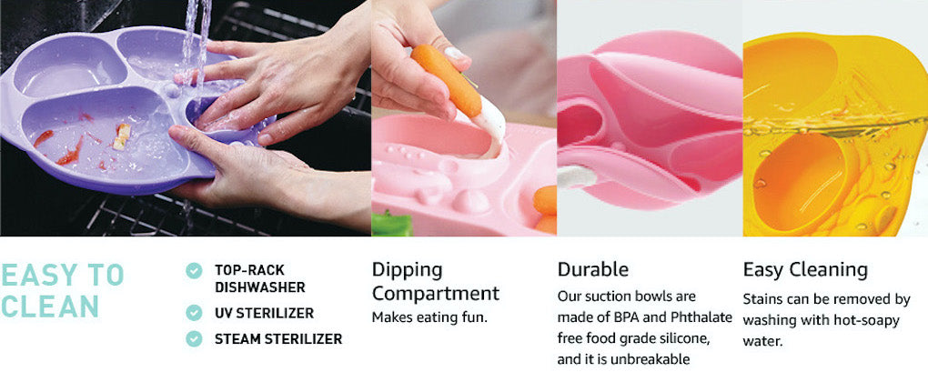 Marcus & Marcus - Silicone Yummy Dips Suction Divided Plate - Pokey - Laadlee