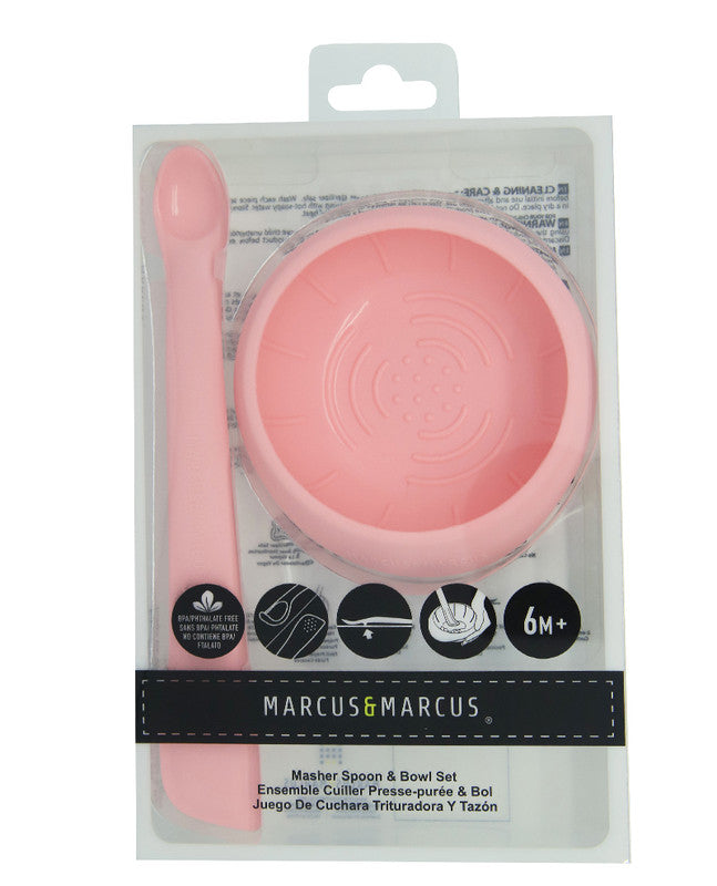 Marcus & Marcus - Masher Spoon & Bowl Set- Pink - Laadlee