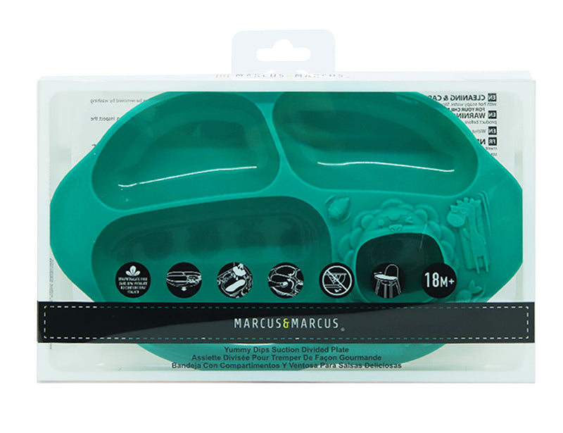 Marcus & Marcus - Silicone Yummy Dips Suction Divided Plate - Ollie - Laadlee