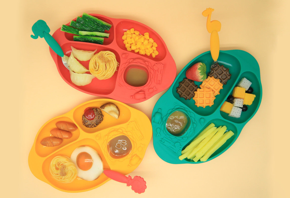Marcus & Marcus - Silicone Yummy Dips Suction Divided Plate - Ollie - Laadlee