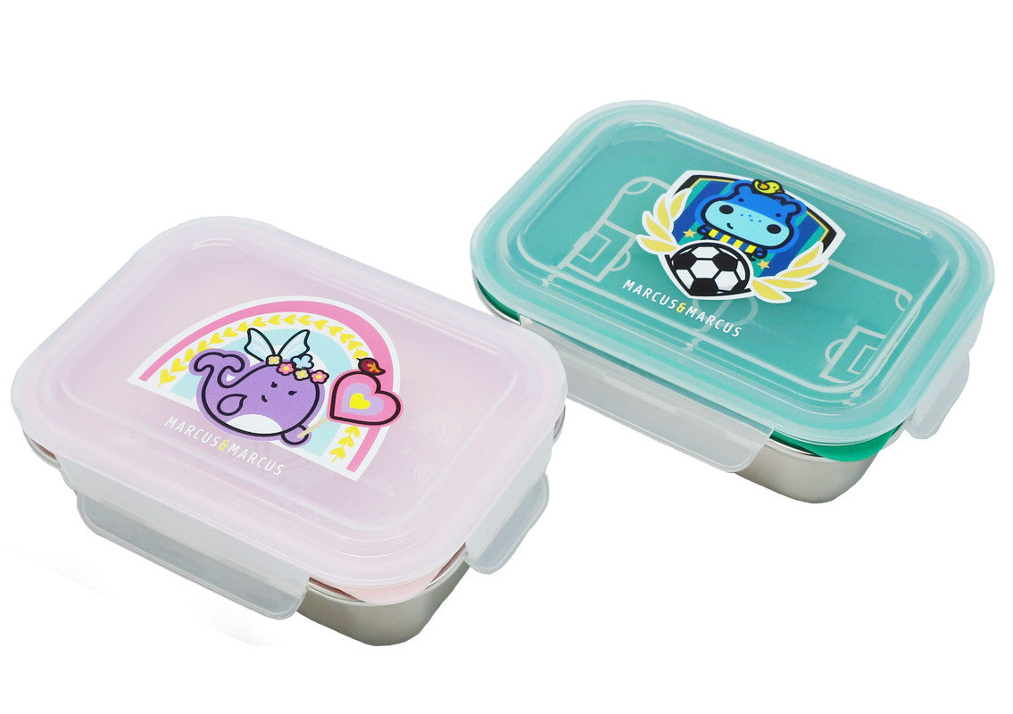 Marcus & Marcus - 2 Tier Stainless Steel Lunch Box - Rainbow - Pink - Laadlee