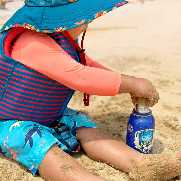 Marcus & Marcus - Stainless Steel Double Wall Vacuum Insulated Water Bottle - Football - Blue - 350 ml - Laadlee