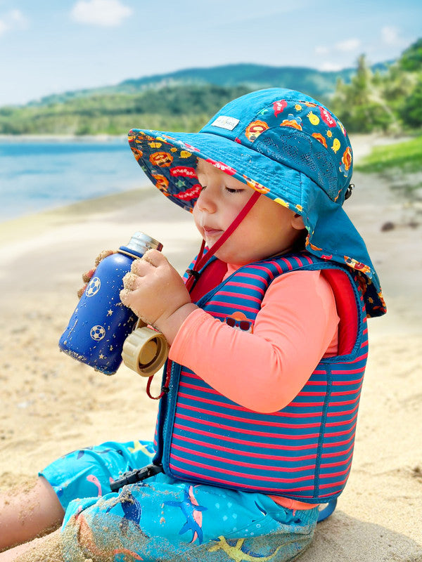 Marcus & Marcus - Stainless Steel Double Wall Vacuum Insulated Water Bottle - Football - Blue - 350 ml - Laadlee