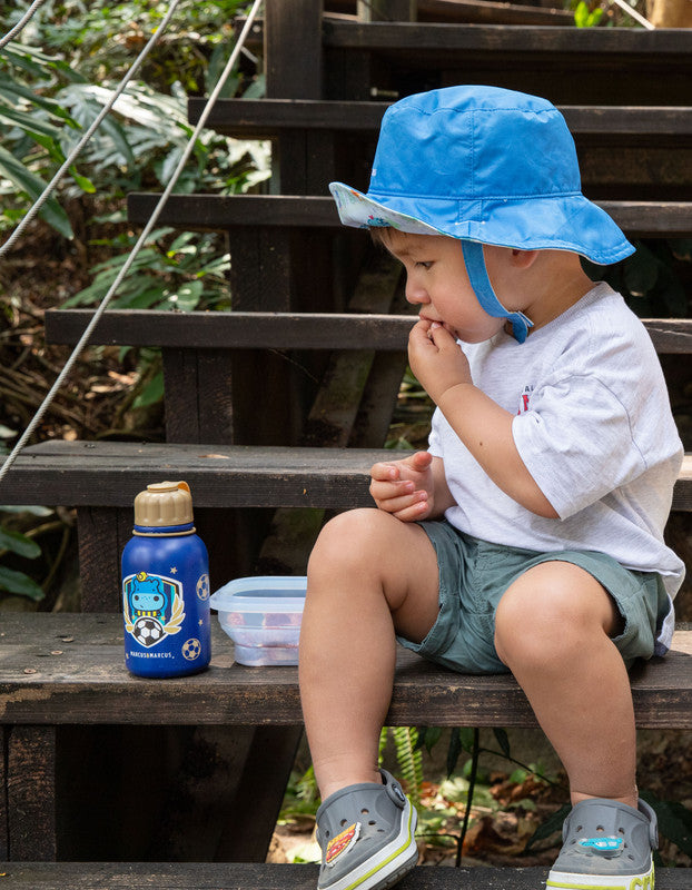 Marcus & Marcus - Stainless Steel Double Wall Vacuum Insulated Water Bottle - Football - Blue - 350 ml - Laadlee