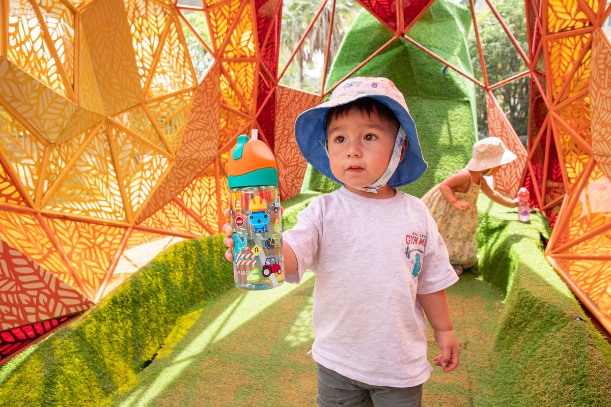 Marcus & Marcus - Germ Repel Tritan Straw Water Bottle - Transportation, 400ml - Green - Laadlee