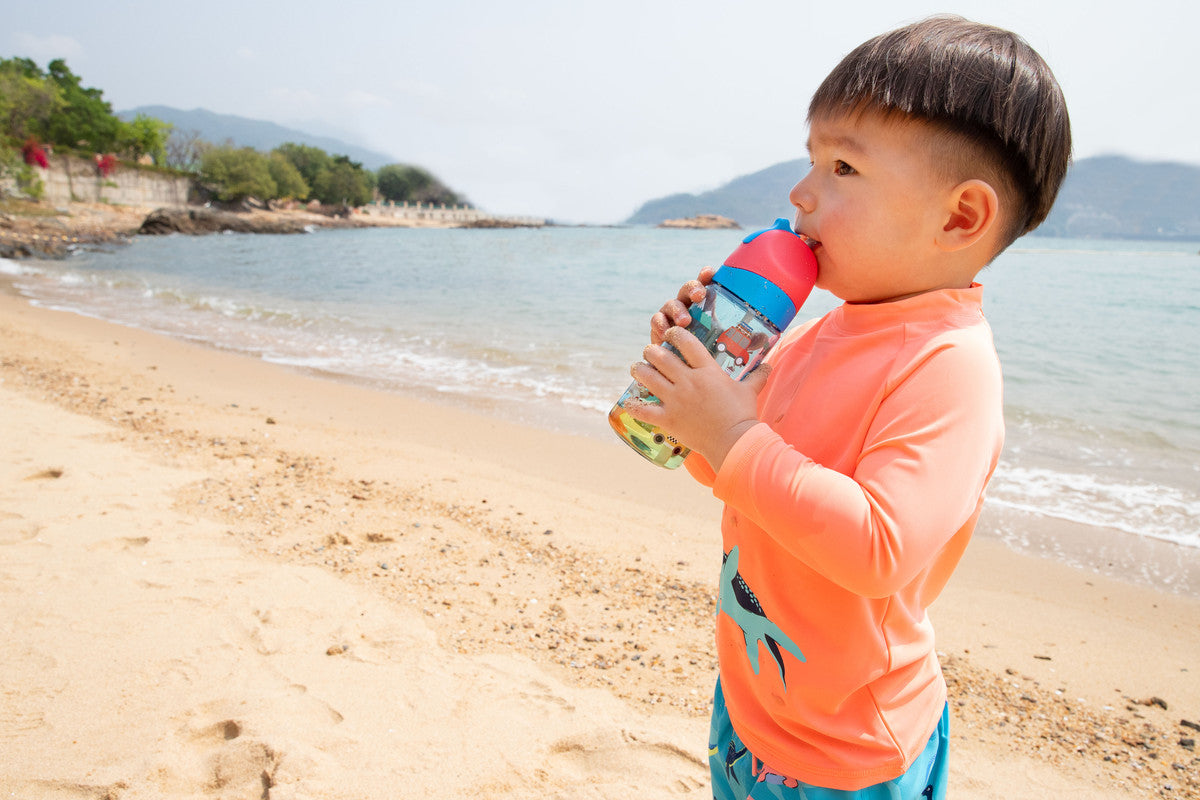 Marcus & Marcus - Germ Repel Tritan Straw Water Bottle - Adventure, 400ml - Blue - Laadlee