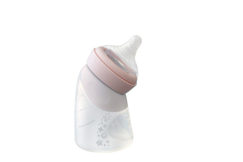 Marcus & Marcus - 2 in 1 Silicone Breast Pump & Angled Feeding Bottle Set - Peach - Laadlee
