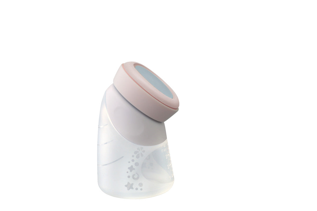 Marcus & Marcus - 2 in 1 Silicone Breast Pump & Angled Feeding Bottle Set - Peach - Laadlee