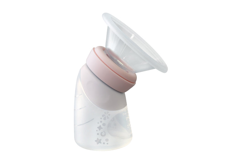 Marcus & Marcus - 2 in 1 Silicone Breast Pump & Angled Feeding Bottle Set - Peach - Laadlee