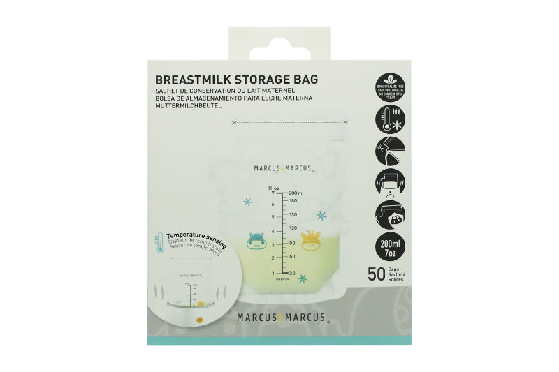 Marcus & Marcus - Breast Milk Storage Bag Temperature sensing- 200ml - Pack of 50 pcs - Laadlee